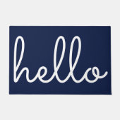 Hallo Stijl Modern Script Navy Blauwe Deurmat (Voorkant)