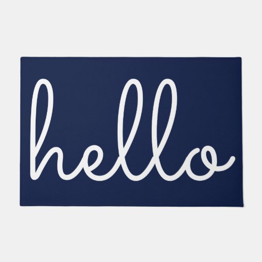 Hallo Stijl Modern Script Navy Blauwe Deurmat (Voorkant)