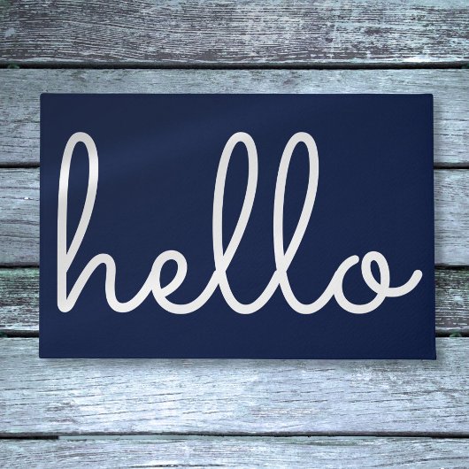 Hallo Stijl Modern Script Navy Blauwe Deurmat