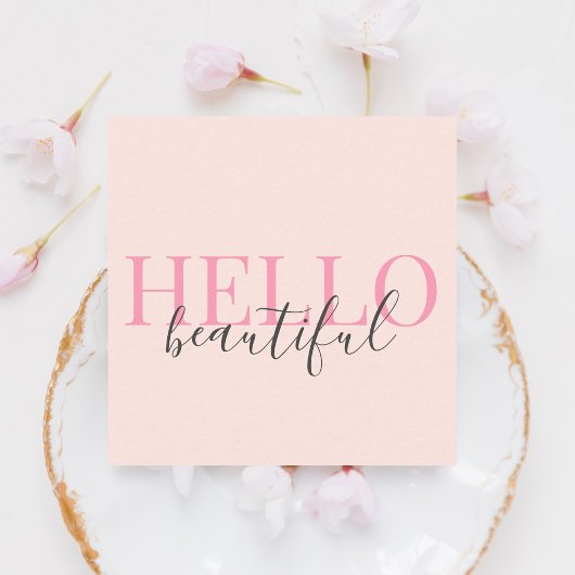 Hallo Stijlvol | Mooi Girly Script Blush Pink Vierkante Visitekaartje