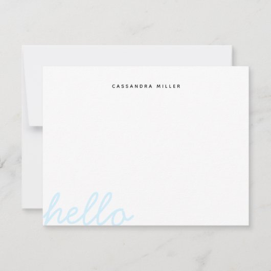Hallo Stijlvol script Modern Minimal Personalized Notitiekaartje (Voorkant)