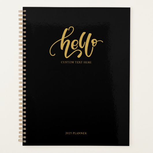 Hallo Stijlvol zwart en goud kalligrafiescript Planner (Voorkant)
