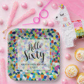 Hallo Stijlvolle kleurrijke mozaïek Papieren Bordje (Feest)