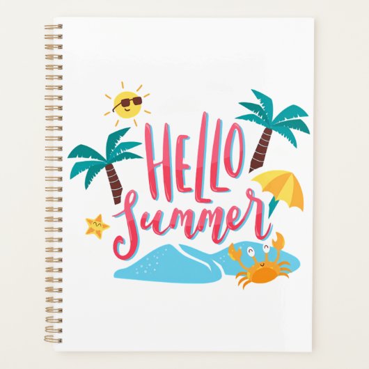 Hallo Strand - Zomer met palmbomen en krab Planner (Voorkant)
