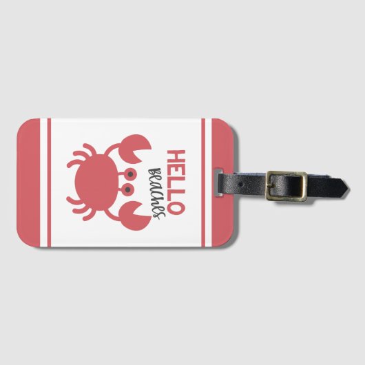 Hallo Stranden - Grappig citaat Schattigee krab Ca Bagagelabel (Voorkant (horizontaal))