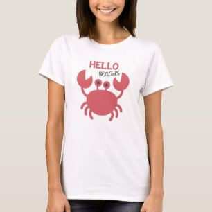 Hallo Stranden - Grappig citaat Schattigee krab Ca T-shirt