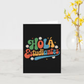 Hallo Studenten Juf Terug naar school Spaans Leerk Kaart (Gele Bloem)