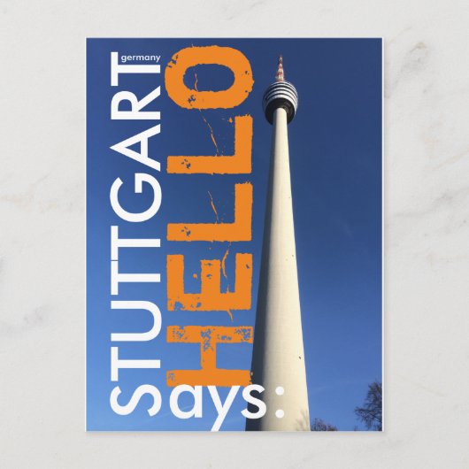 Hallo Stuttgart zegt Briefkaart (Voorkant)