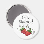"Hallo Summer" aardbeienmagnet Magneet (Voorkant / Achterkant)