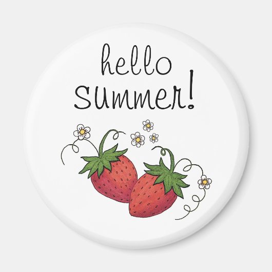 "Hallo Summer" aardbeienmagnet Magneet (Voorkant)