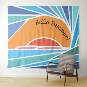 hallo Summer Barrel Wave and Sunset Wandkleed