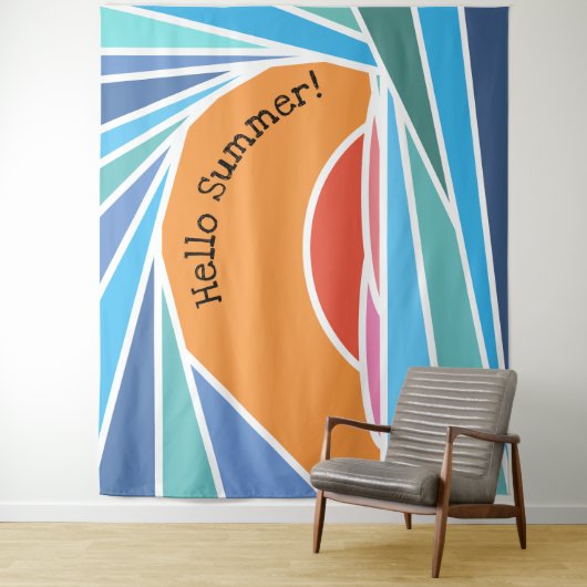 hallo Summer Barrel Wave and Sunset Wandkleed (In situ)