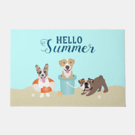 hallo Summer Beach Dogs Blue Deurmat