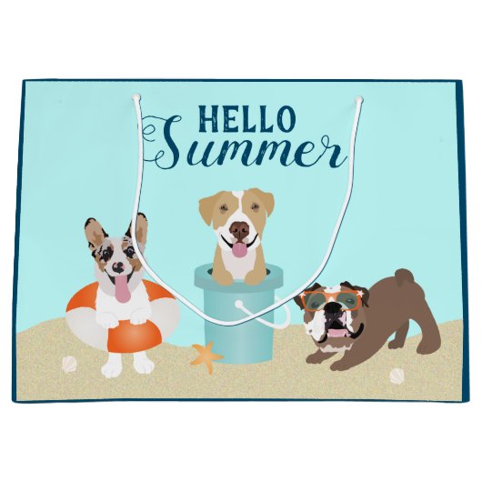 hallo Summer Beach Dogs Blue Groot Cadeauzakje (Voorkant)