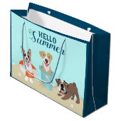 hallo Summer Beach Dogs Blue Groot Cadeauzakje (Voorkant Gekanteld)