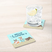 hallo Summer Beach Dogs Blue Oranje Kartonnen Onderzetters (Insitu)