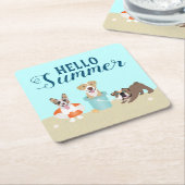 hallo Summer Beach Dogs Blue Oranje Kartonnen Onderzetters (Schuin)