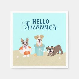 hallo Summer Beach Dogs Blue Oranje Servet