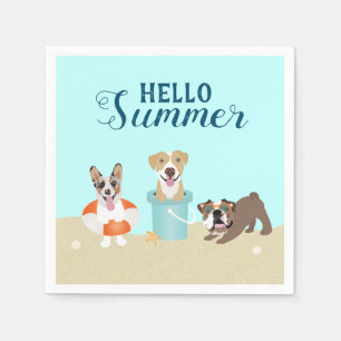 hallo Summer Beach Dogs Blue Oranje Servet