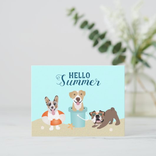 hallo Summer Beach Hogs Briefkaart (Staand voorkant)