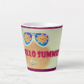 Hallo Summer Beach Sticker – Schattigee vis Latte Mok (Voorkant)