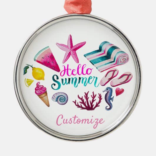 hallo Summer Beach Thunder-Cove Metalen Ornament (Voorkant)