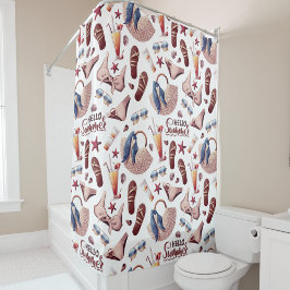 Hallo Summer Beach Vibes Fun Vakantiepatroon Douchegordijn