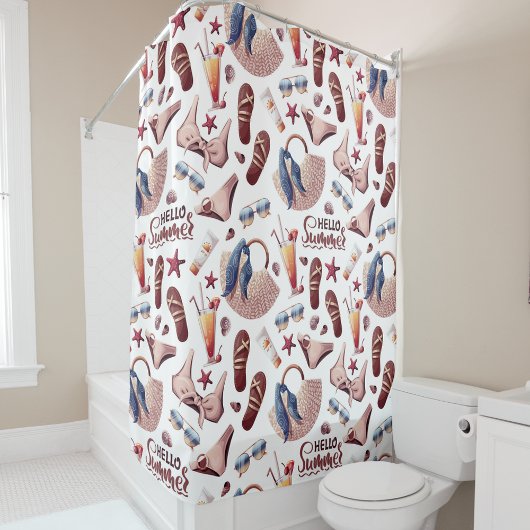 Hallo Summer Beach Vibes Fun Vakantiepatroon Douchegordijn