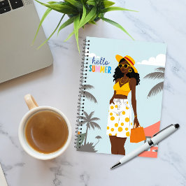Hallo Summer Black Woman Spiral Notitieboek
