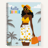 Hallo Summer Black Woman Spiral Notitieboek (Voorkant)