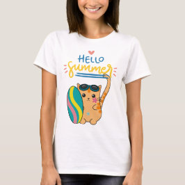 hallo "Summer Cat Surfer" T-shirt