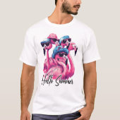 Hallo Summer Cool Flamingos T-shirt (Voorkant)