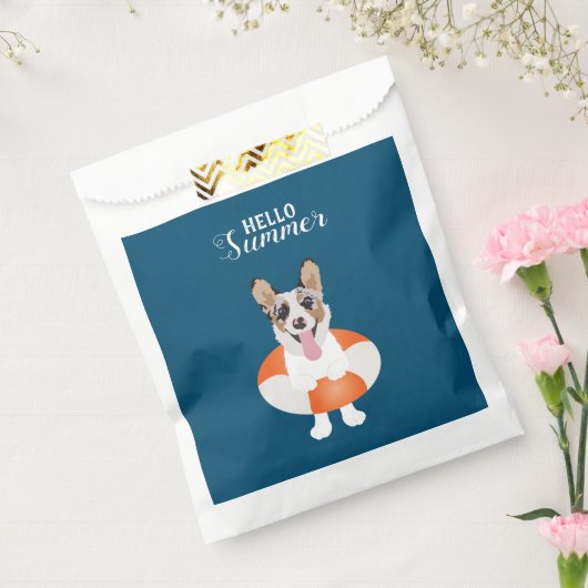 hallo Summer Corgi Beach Dog Bedankzakje (Gezegeld)