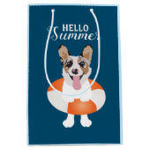 hallo Summer Corgi Beach Dog Medium Cadeauzakje (Voorkant)