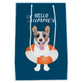 hallo Summer Corgi Beach Dog Medium Cadeauzakje (Achterkant)