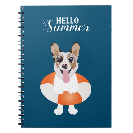hallo Summer Corgi Beach Dog Notitieboek (Voorkant)