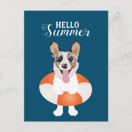 hallo Summer Corgi Beach Dogs Briefkaart