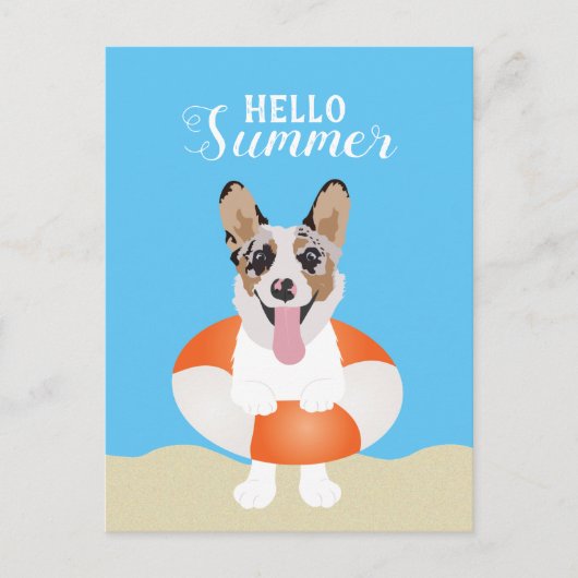 hallo Summer Corgi Beach Dogs Briefkaart (Voorkant)