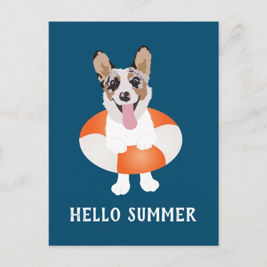 hallo Summer Corgi Beach Dogs Briefkaart (Voorkant)