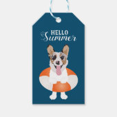 hallo Summer Corgi Beach Dogs Cadeaulabel (Voorkant)