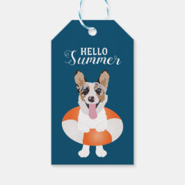hallo Summer Corgi Beach Dogs Cadeaulabel