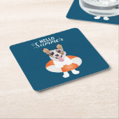 hallo Summer Corgi Beach Dogs Kartonnen Onderzetters (Schuin)