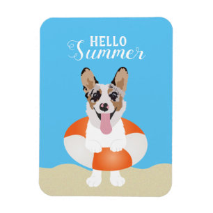 hallo Summer Corgi Beach Dogs Magneet