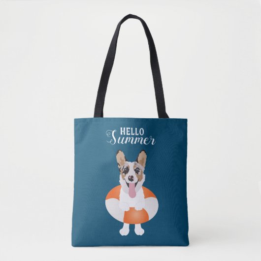 hallo Summer Corgi Beach Dogs Tote Bag (Voorkant)