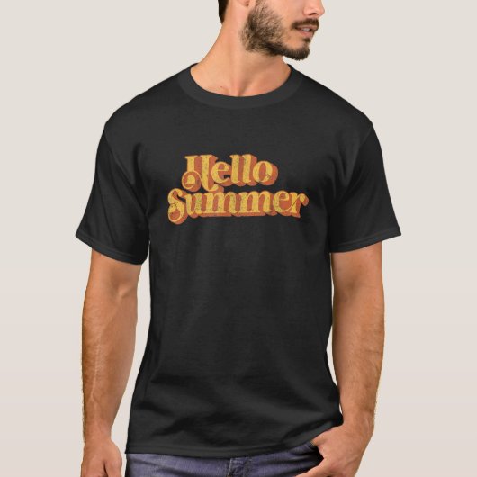 Hallo Summer Cute Retro 70s Vacay Beach Va T-shirt (Voorkant)