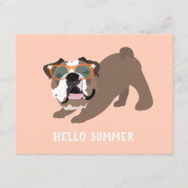 hallo Summer English Bulldog Oranje Briefkaart