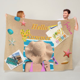 hallo Summer Fun Beach Zee Sand Hoesje Persoonlijk Fleece Deken