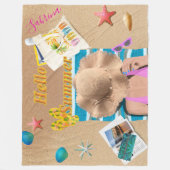 hallo Summer Fun Beach Zee Sand Hoesje Persoonlijk Fleece Deken (Voorkant)