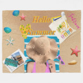 hallo Summer Fun Beach Zee Sand Hoesje Persoonlijk Fleece Deken (Voorkant (Horizontaal))