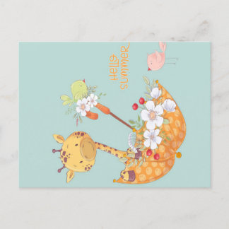 hallo Summer Giraffe Feestdagenkaart